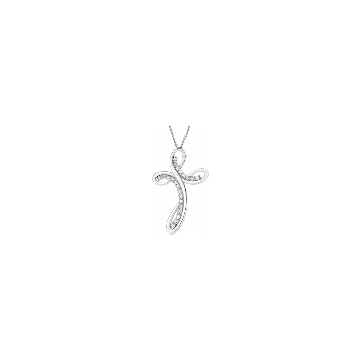 Cruz de mujer estilizada con diamantes naturales en oro blanco de 18kt AuriA
