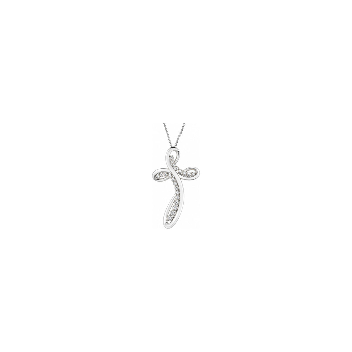 Cruz para Mujer Estilizada con Diamantes Naturales en Oro Blanco de 18kt AuriA