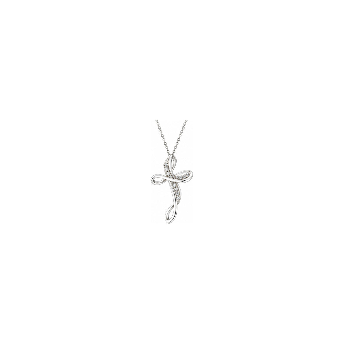 Cruz de Mujer Estilizada con Diamantes Naturales Oro Blanco 18kt AuriA