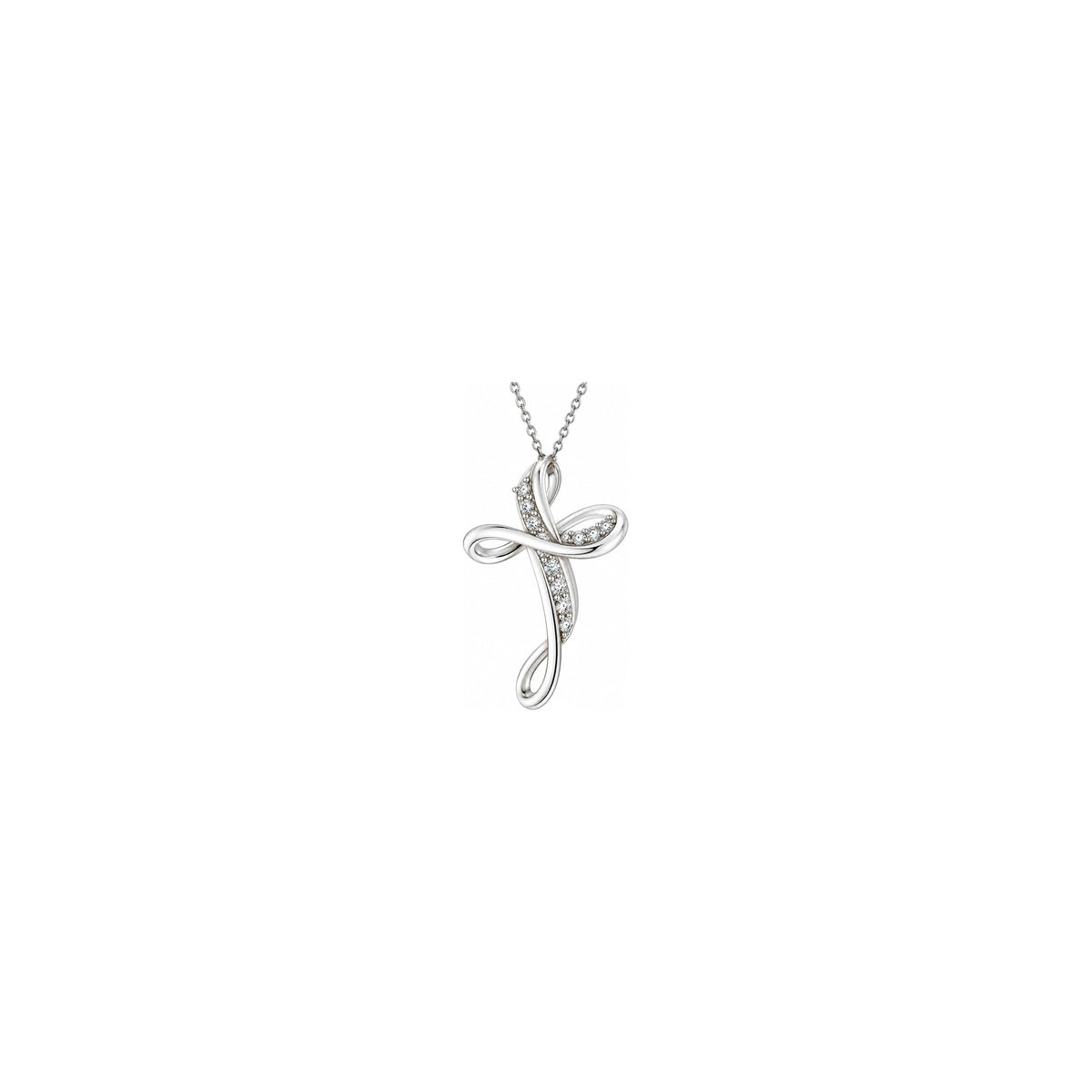 Cruz de mujer estilizada con diamantes naturales en oro blanco de 18kt AuriA