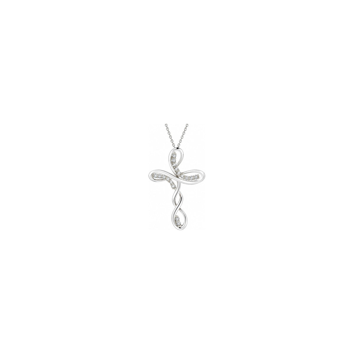 Croce Nastro Infinito con Diamanti Naturali in Oro 18kt
