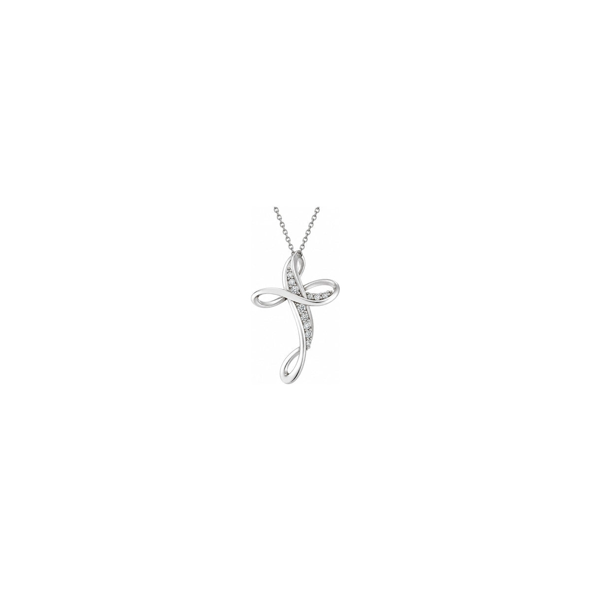 Croce Nastro d'Amore con Diamanti Naturali in Oro 18kt
