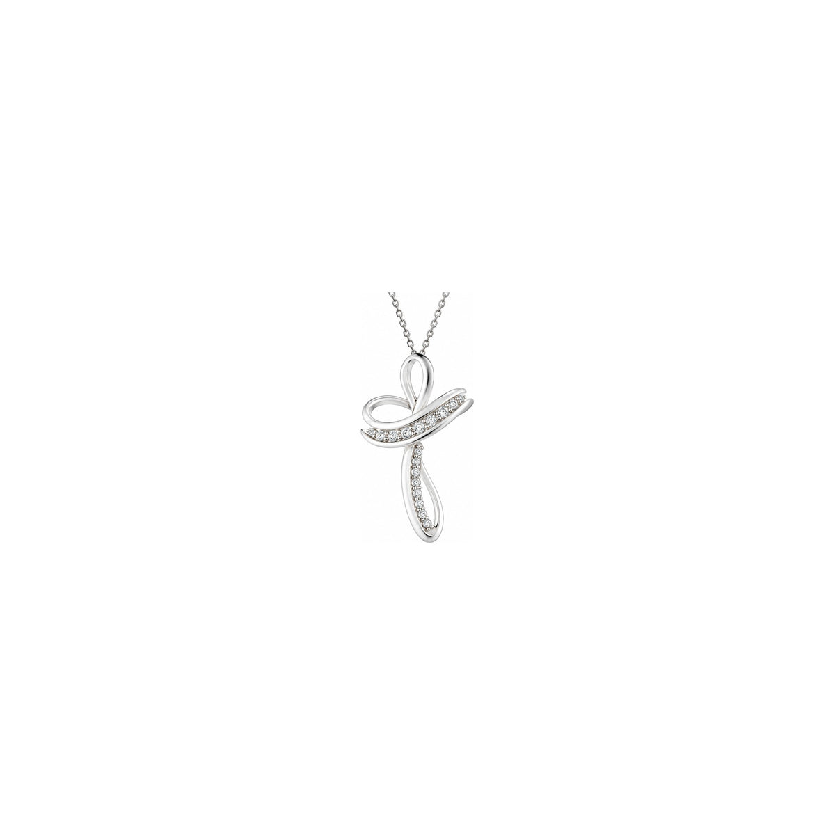 Stylized Women's Cross with Natural Diamonds, 18kt White Gold AuriA