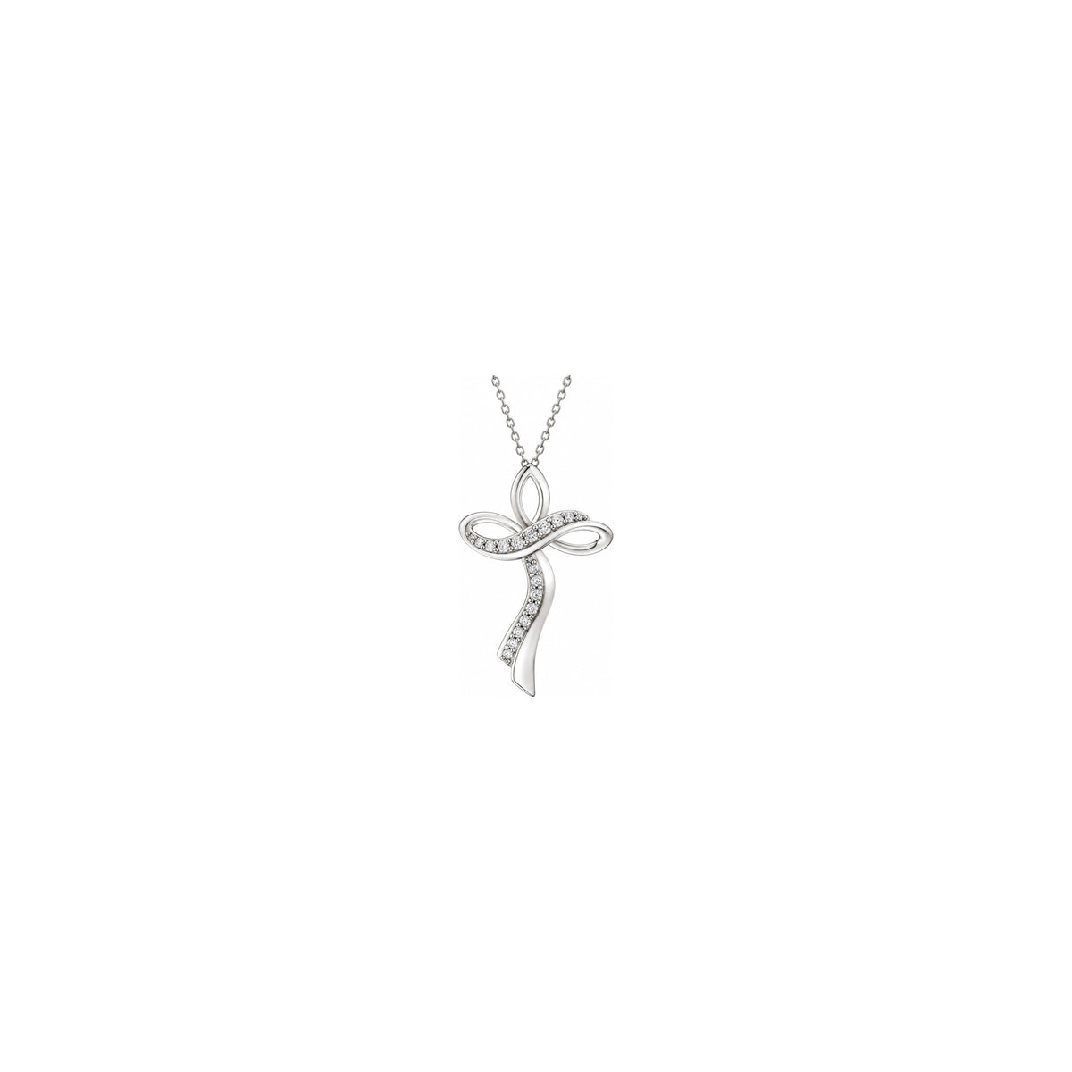 Cruz de Mujer Estilizada con Diamantes Naturales Oro Blanco 18kt AuriA