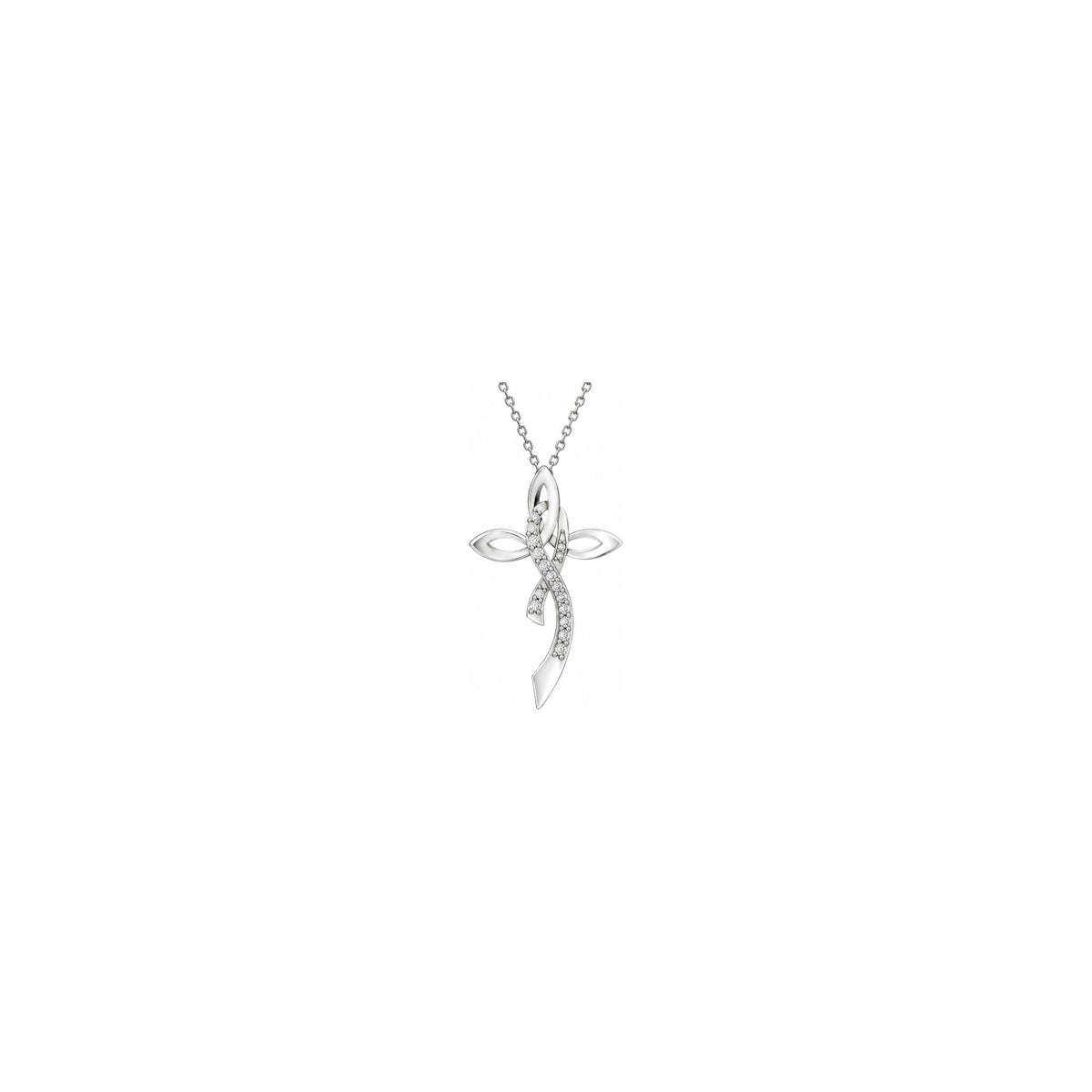 Croce Nastro Infinito Pavé con Diamanti Naturali in Oro 18kt