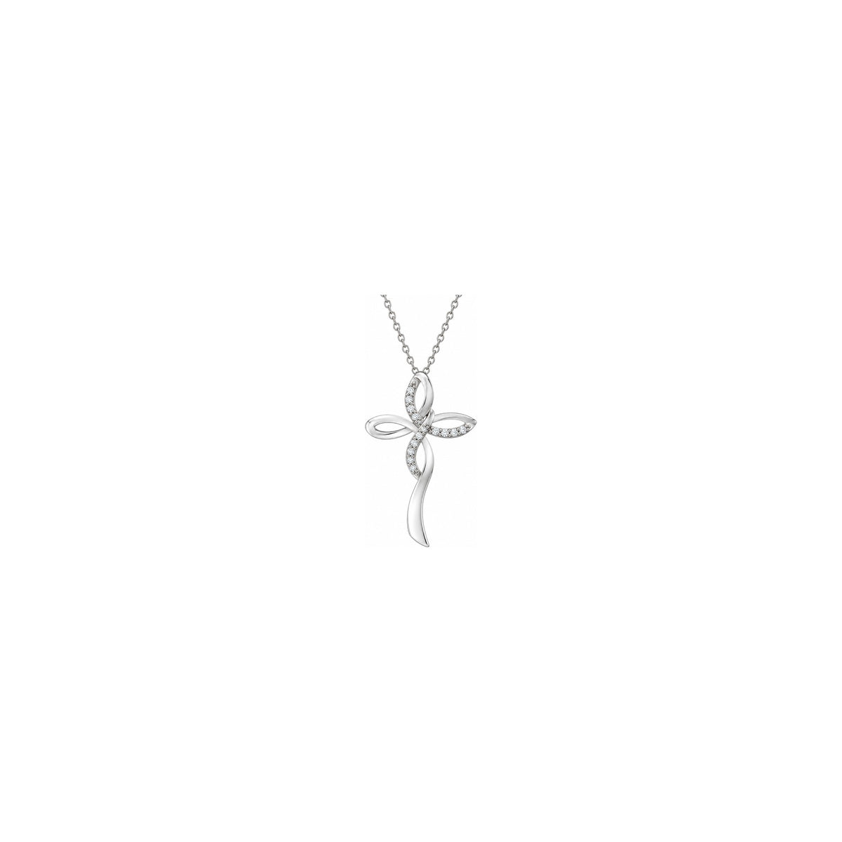 Croce Fiocco Infinito Pavé con Diamanti Naturali in Oro 18kt