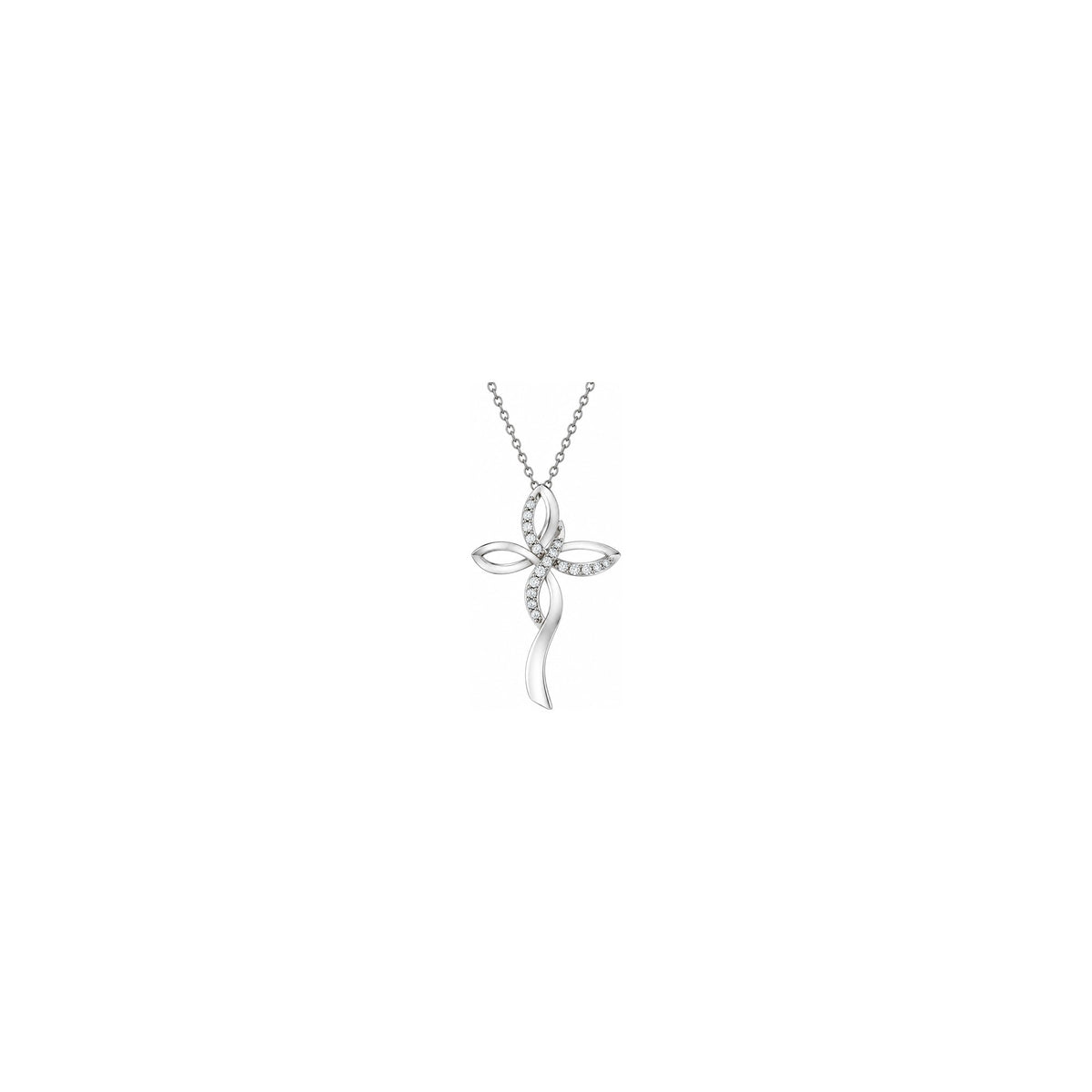 Cruz de mujer estilizada con diamantes naturales en oro blanco de 18kt AuriA