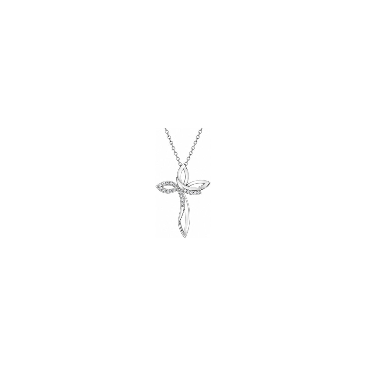 Croce Fiocco Infinito Brillante con Diamanti Naturali in Oro 18kt