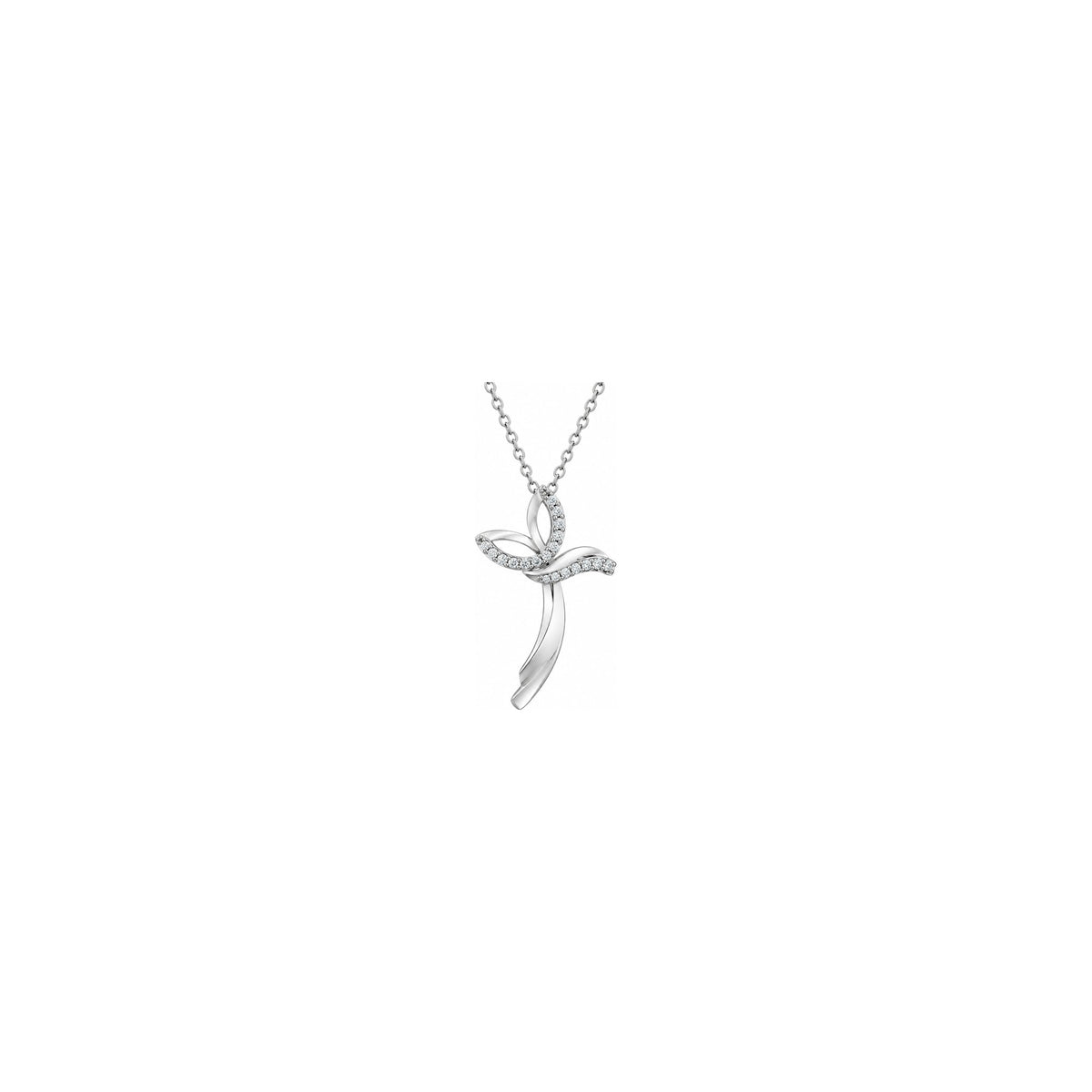 Cruz de Mujer Estilizada con Diamantes Naturales Oro Blanco 18kt AuriA