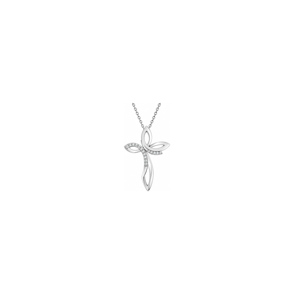 Stylized Women's Cross with Natural Diamonds, 18kt White Gold AuriA