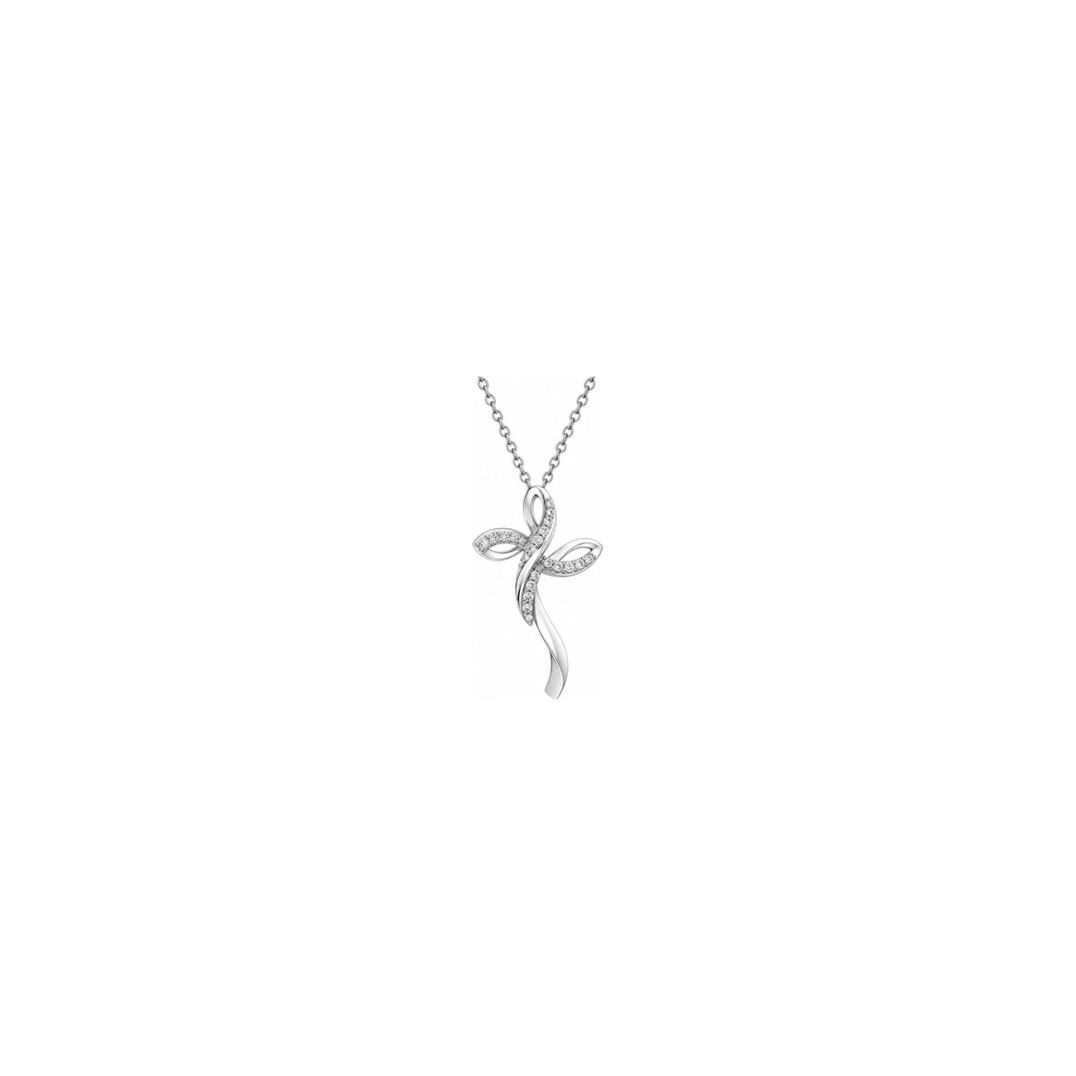 Cruz de Mujer Estilizada con Diamantes Naturales Oro Blanco 18kt AuriA