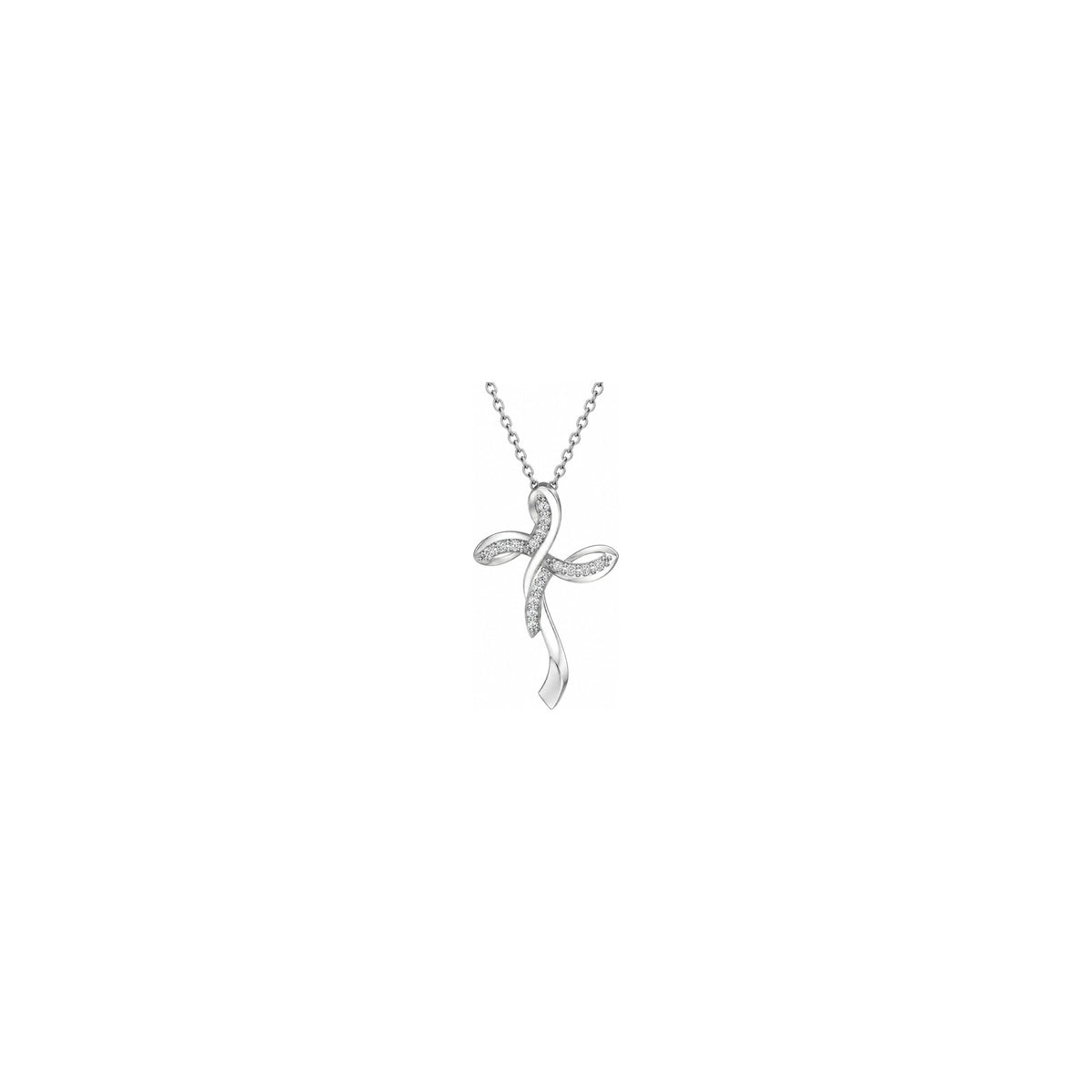 Cruz Mujer Estilizada con Diamantes Naturales Oro Blanco 18kt AuriA