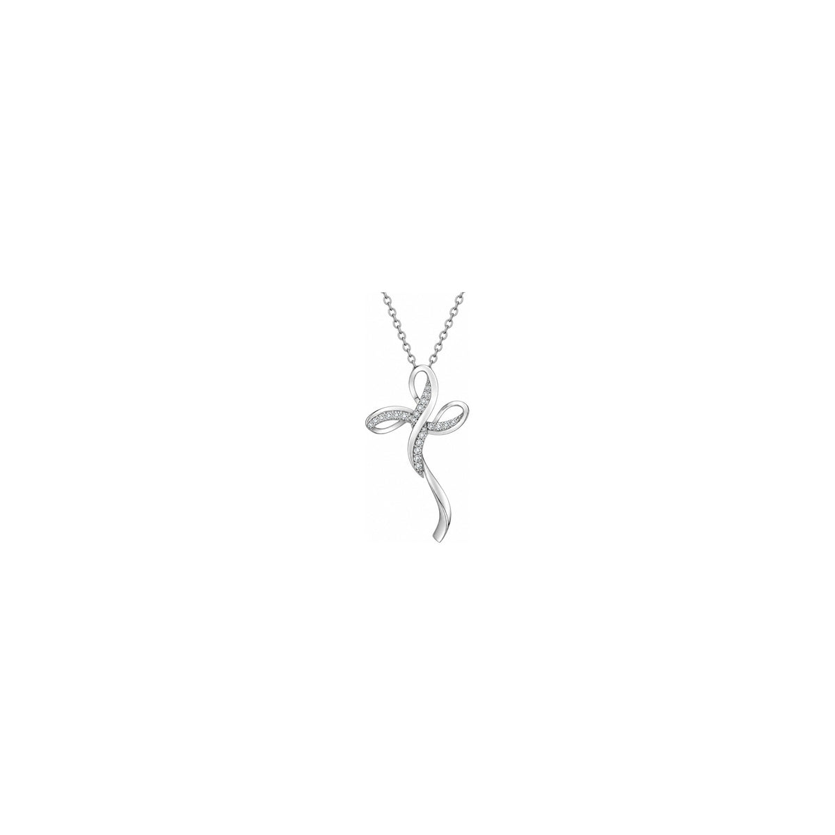 Croce Nastro d'Amore Brillante con Diamanti Naturali in Oro 18kt