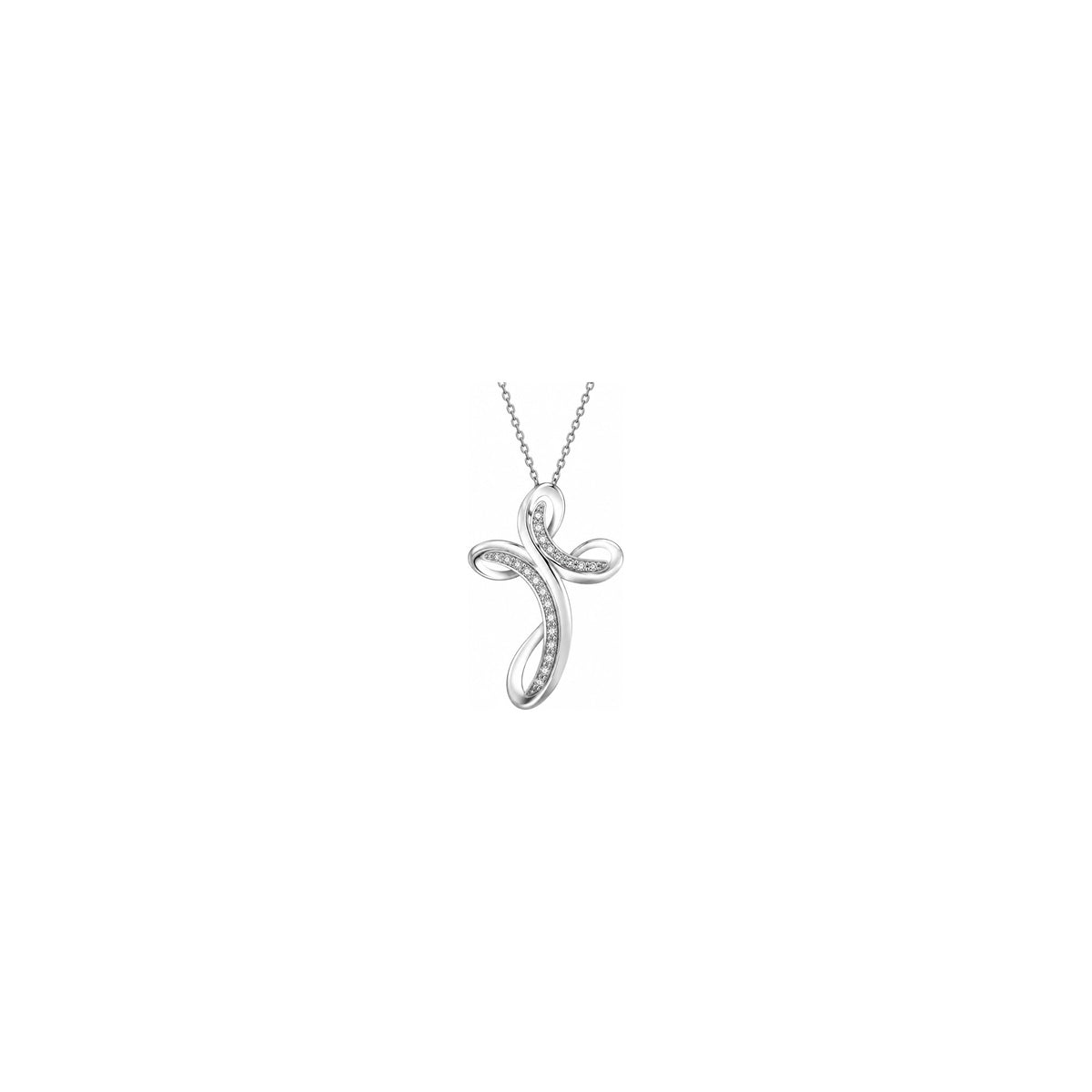 Cruz de Mujer Estilizada con Diamantes Naturales Oro Blanco 18kt AuriA