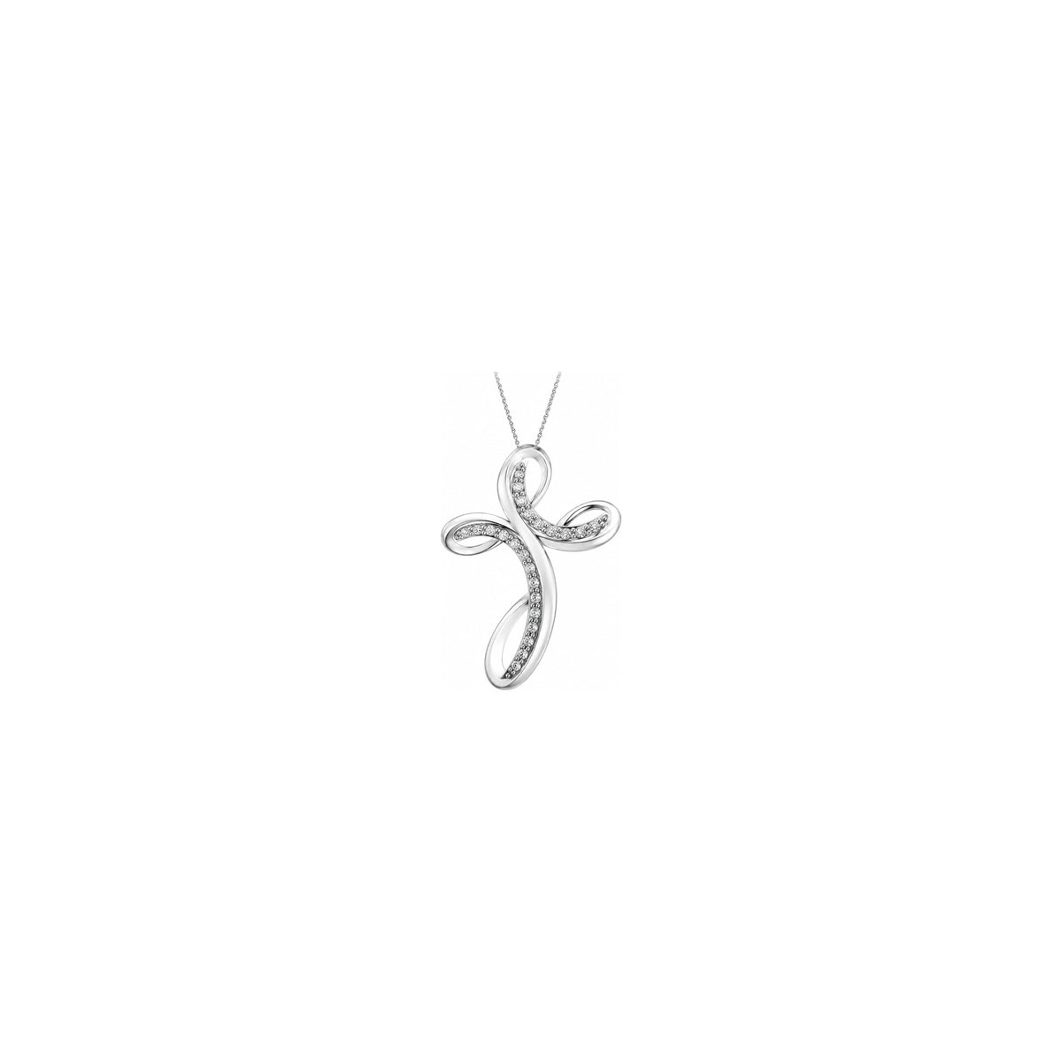 Stylized Women's Cross with Natural Diamonds, 18kt White Gold AuriA