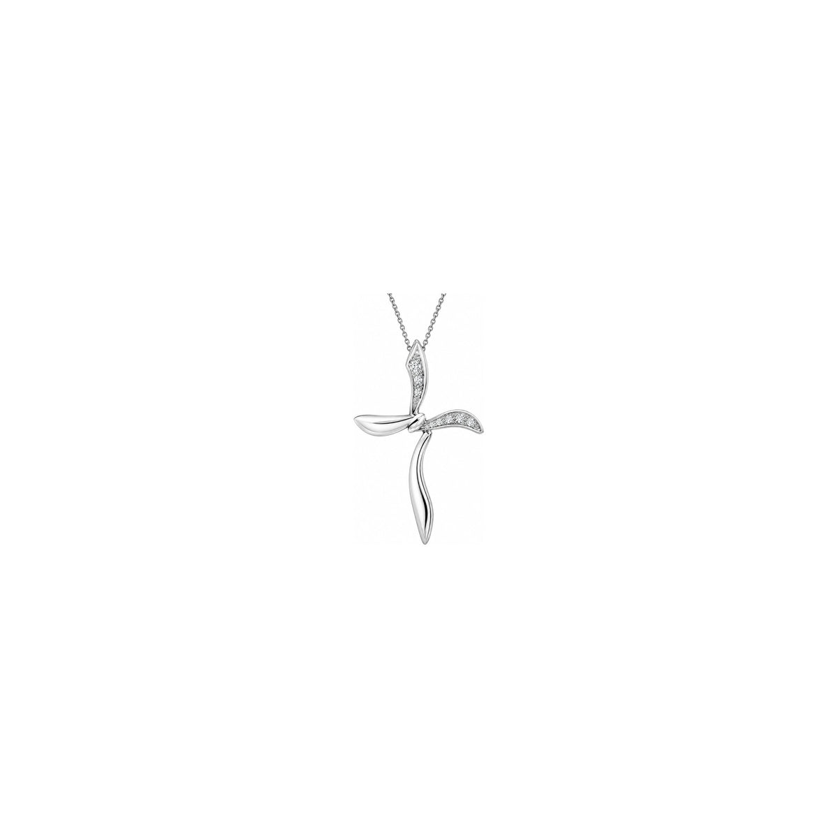 Stylized Women's Cross with Natural Diamonds, 18kt White Gold AuriA