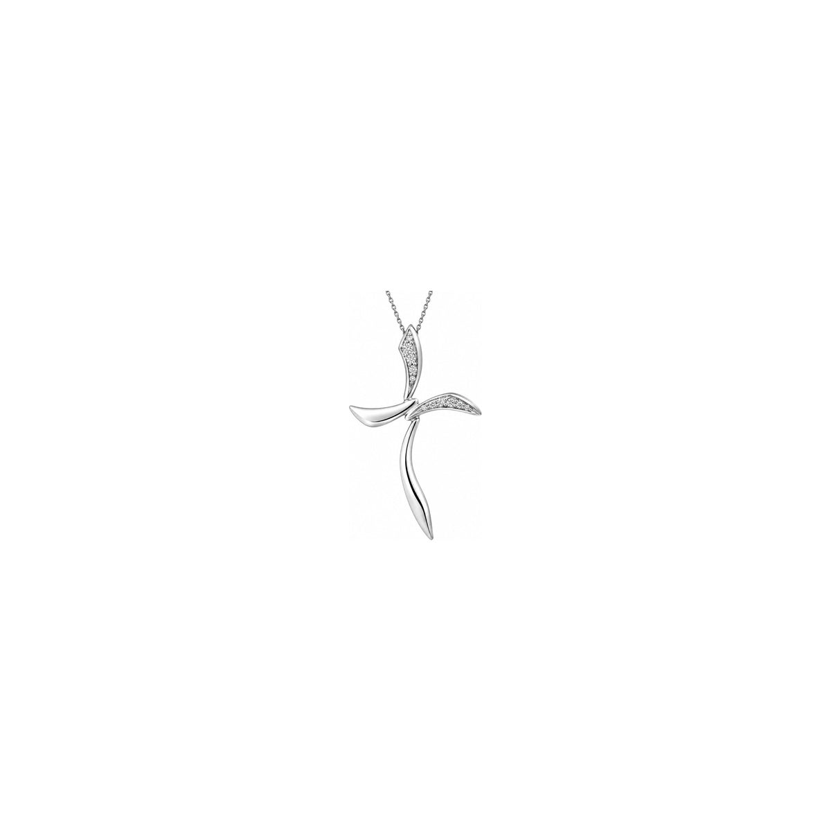 Stylized Women's Cross with Natural Diamonds, 18kt White Gold AuriA