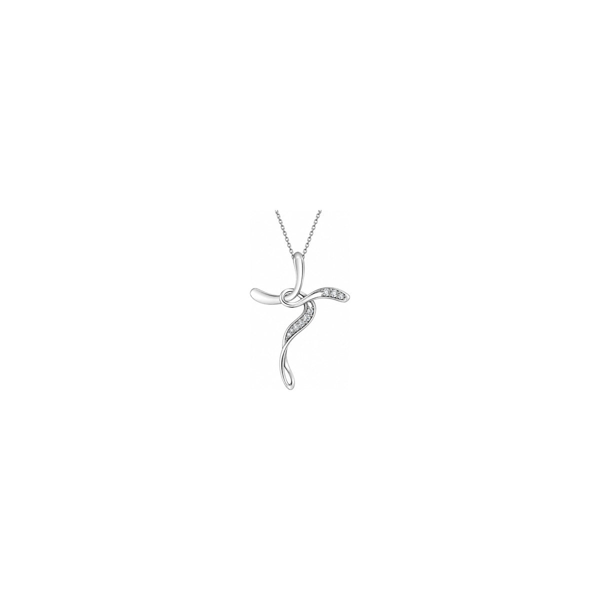 Cruz de mujer estilizada con diamantes naturales en oro blanco de 18kt AuriA