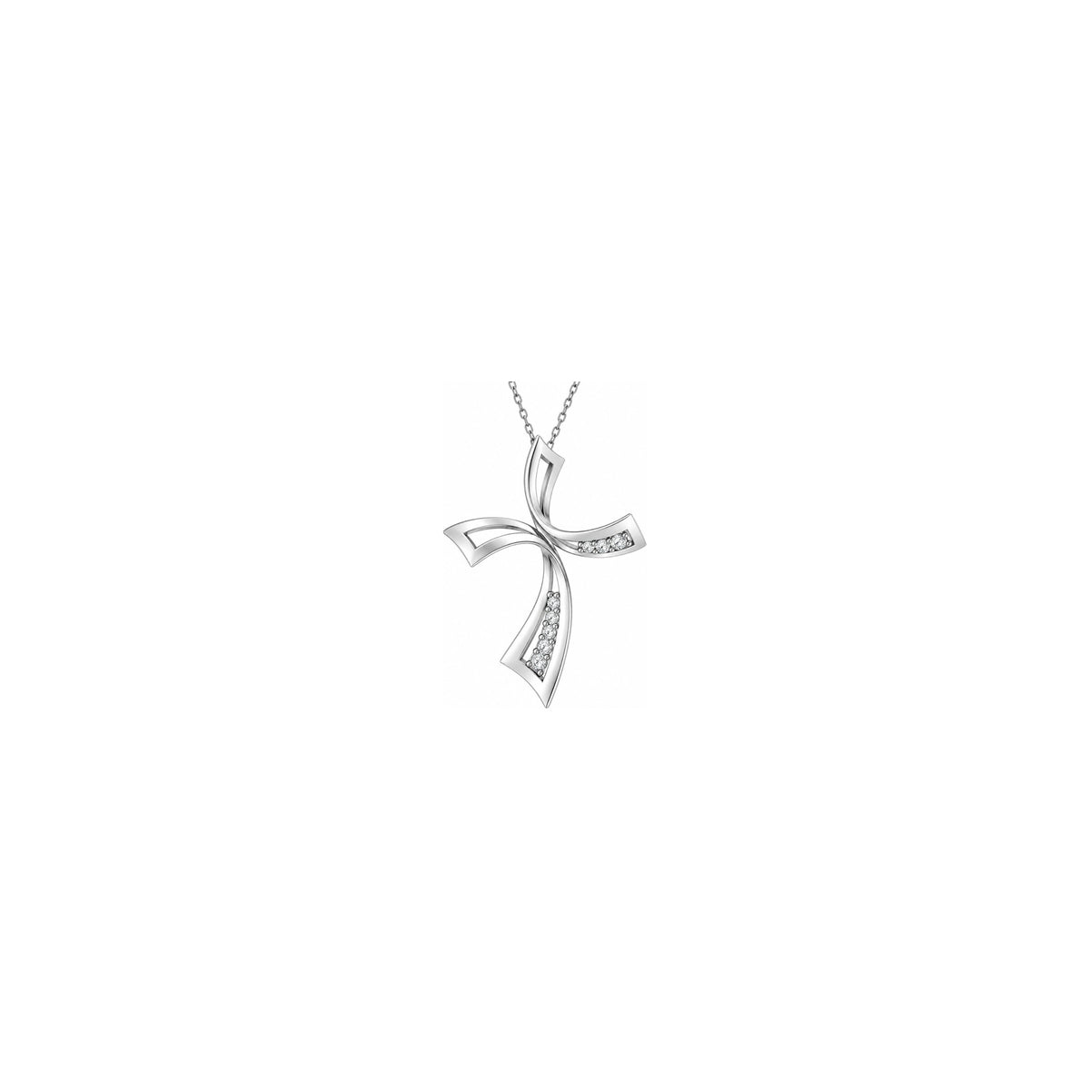 Cruz de Mujer Estilizada con Diamantes Naturales Oro Blanco 18kt AuriA
