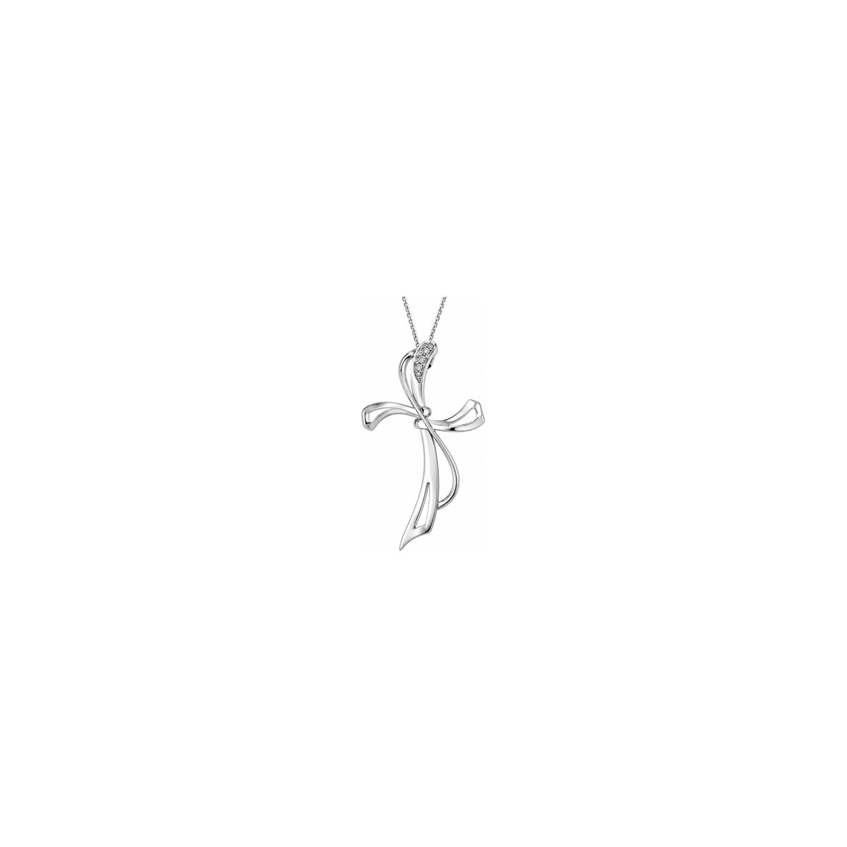 Cruz Mujer Estilizada con Diamantes Naturales Oro Blanco 18kt AuriA