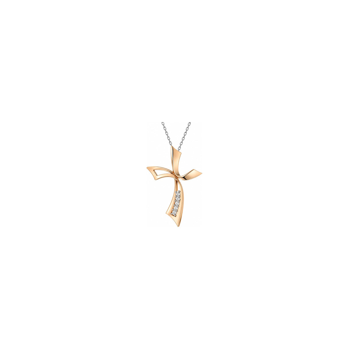Cruz de Mujer Estilizada con Diamantes Naturales Oro Bicolor 18kt AuriA