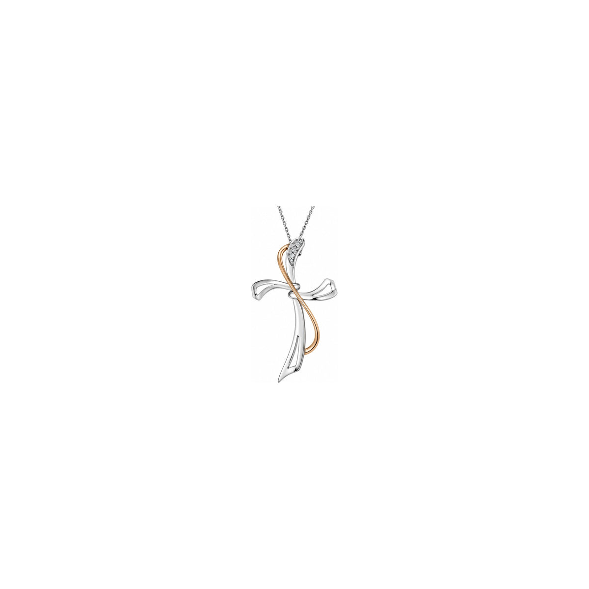Cruz de Mujer Estilizada con Diamantes Naturales Oro Bicolor 18kt AuriA
