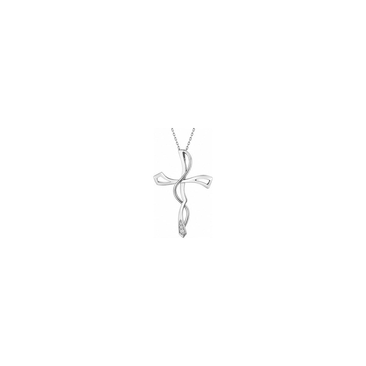 Cruz de Mujer Estilizada con Diamantes Naturales en Oro Blanco de 18kt AuriA