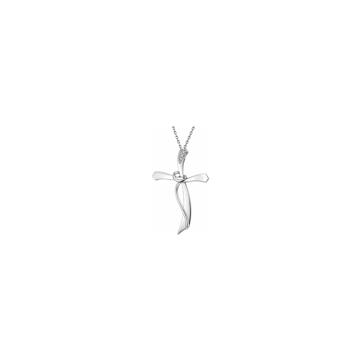 Cruz de mujer estilizada con diamantes naturales en oro blanco de 18kt AuriA