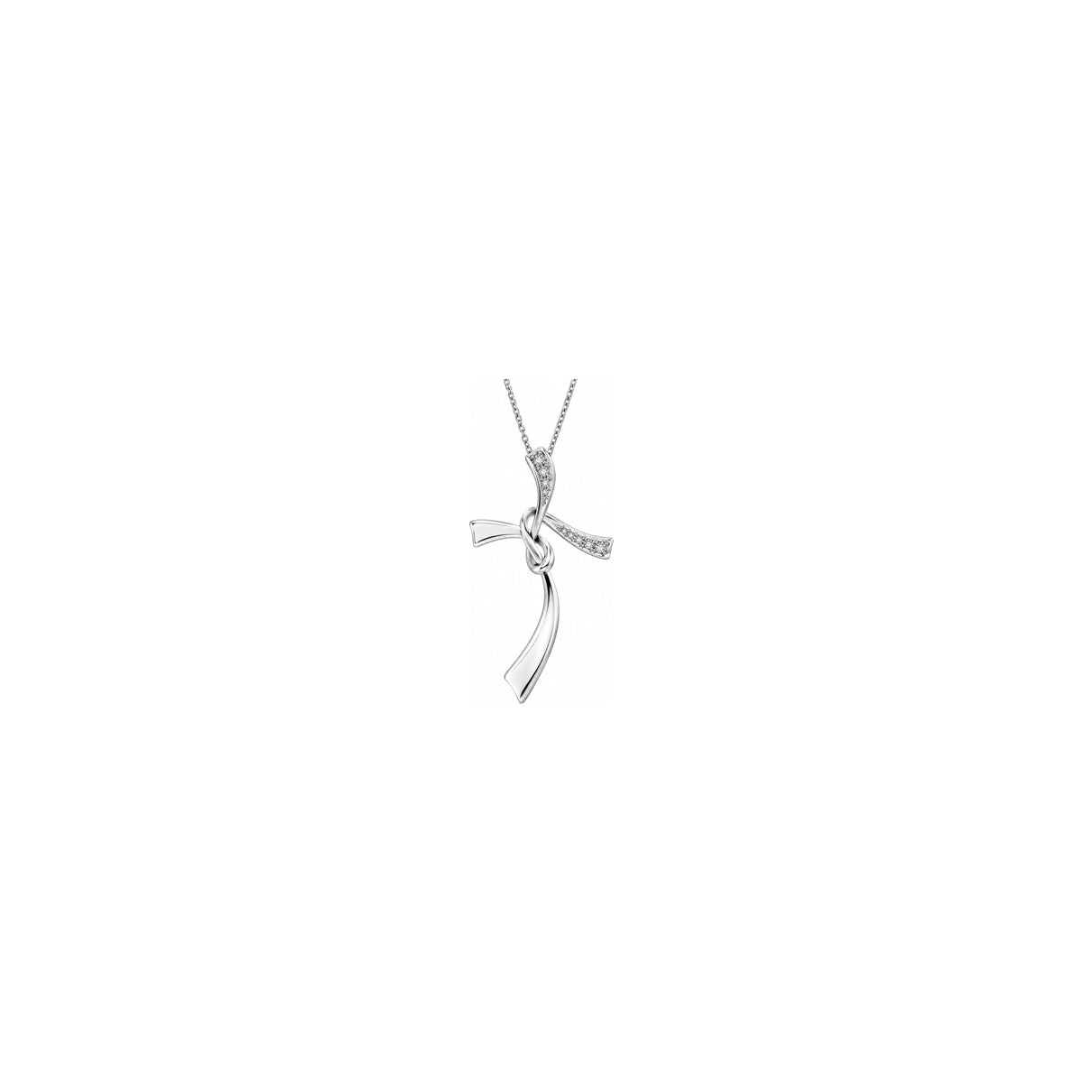 Cruz de mujer estilizada con diamantes naturales en oro blanco de 18kt AuriA
