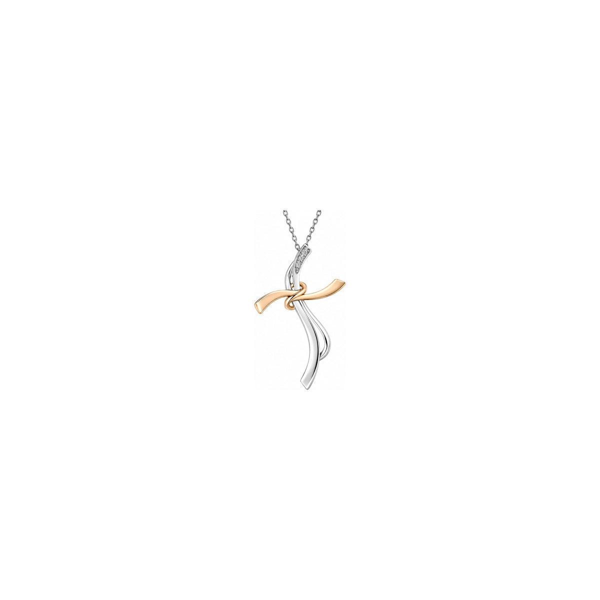 Stylized Women's Cross with Natural Diamonds in 18kt Two-Tone Gold AuriA