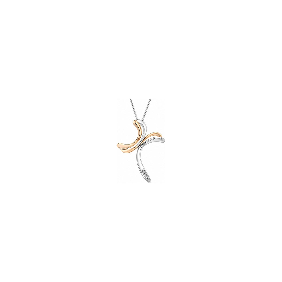 Stylized Women's Cross with Natural Diamonds in 18kt Two-Tone Gold AuriA