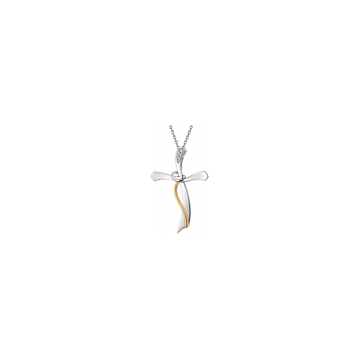 Stylized Women's Cross with Natural Diamonds in 18kt Two-Tone Gold AuriA