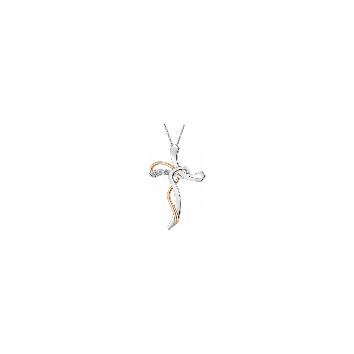 Stylized Women's Cross with Natural Diamonds in 18kt Two-Tone Gold AuriA