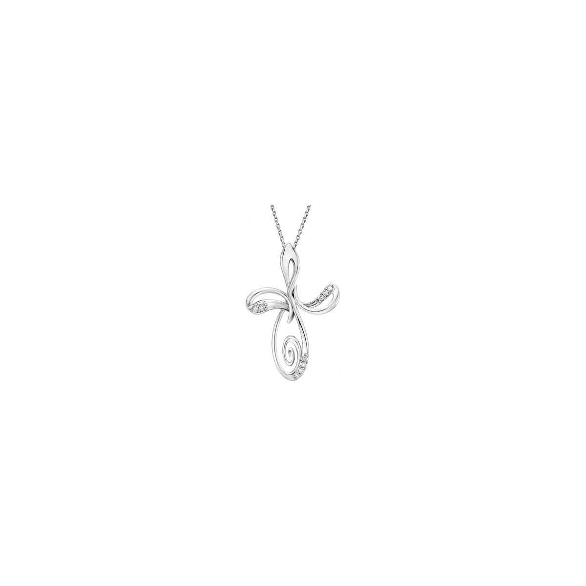 Croce Drappeggio Sottile con Diamanti Naturali in Oro 18kt
