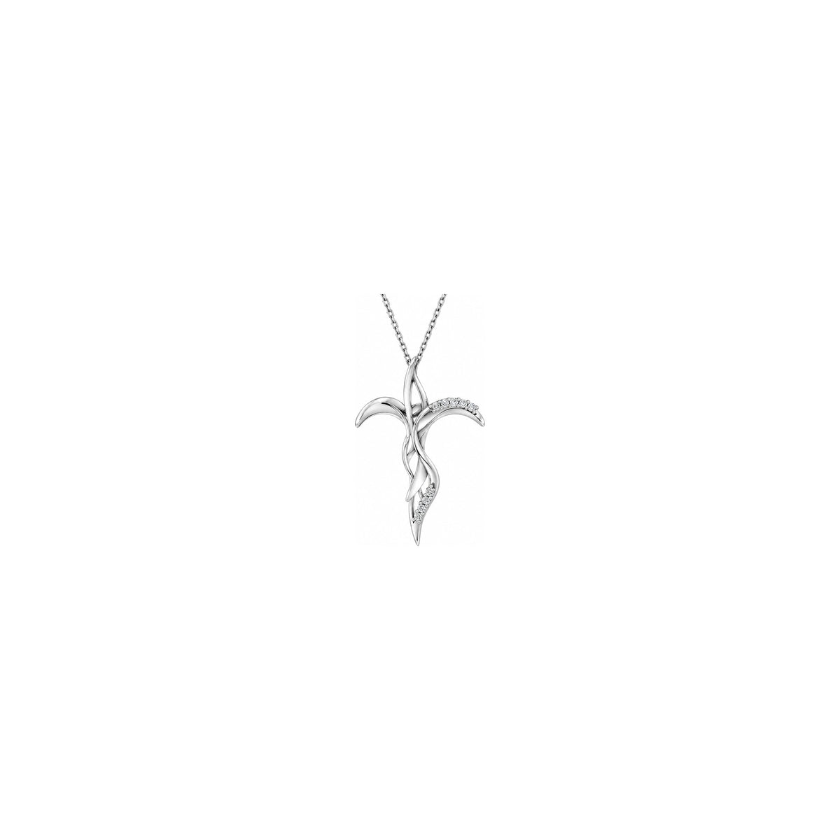 Stylized Women's Cross with Natural Diamonds, 18kt White Gold AuriA
