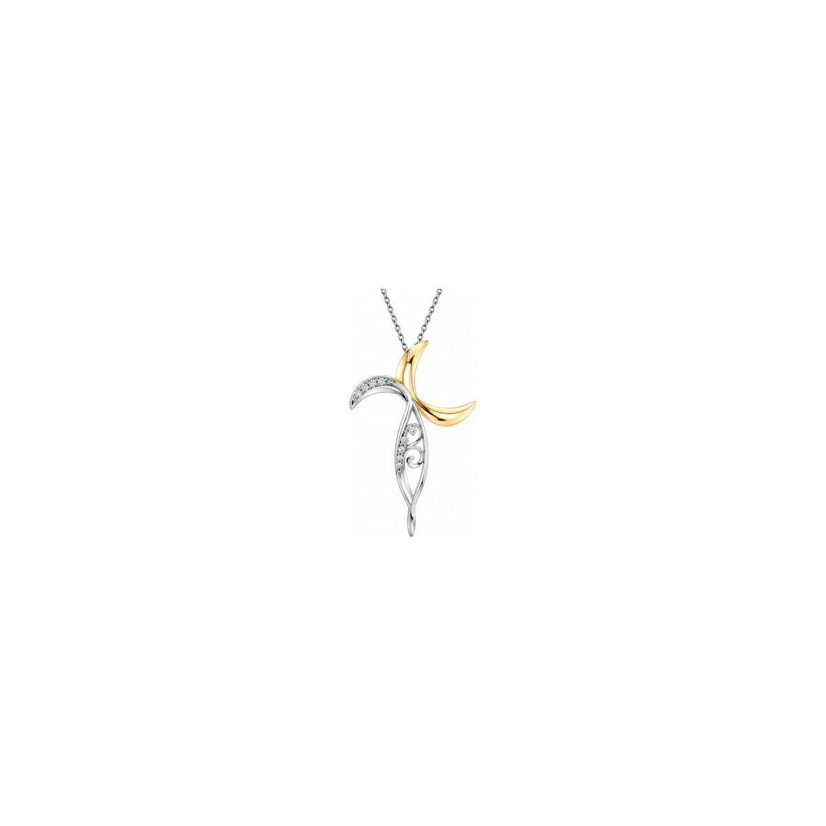 Stylized Women's Cross with Natural Diamonds in 18kt Two-Tone Gold AuriA