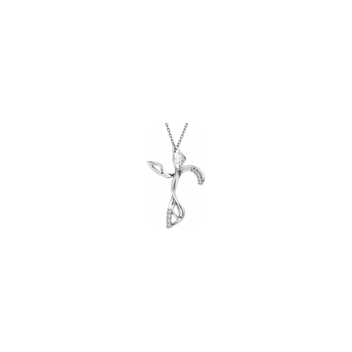 Cruz de Mujer Estilizada con Diamantes Naturales Oro Blanco 18kt AuriA