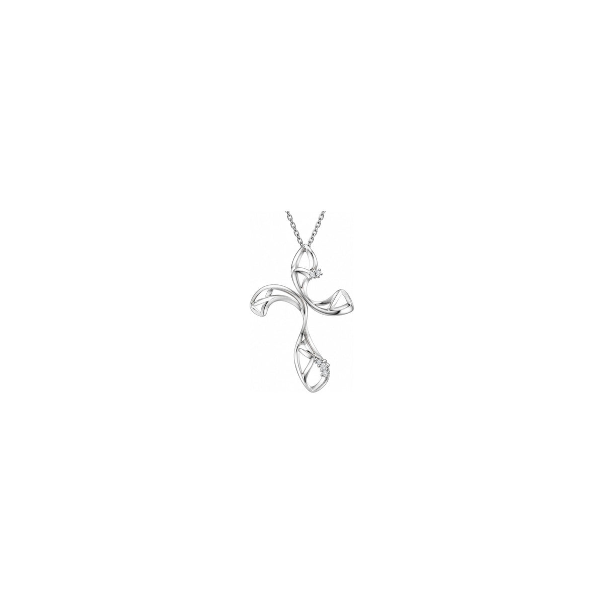 Cruz de mujer estilizada con diamantes naturales en oro blanco de 18kt AuriA