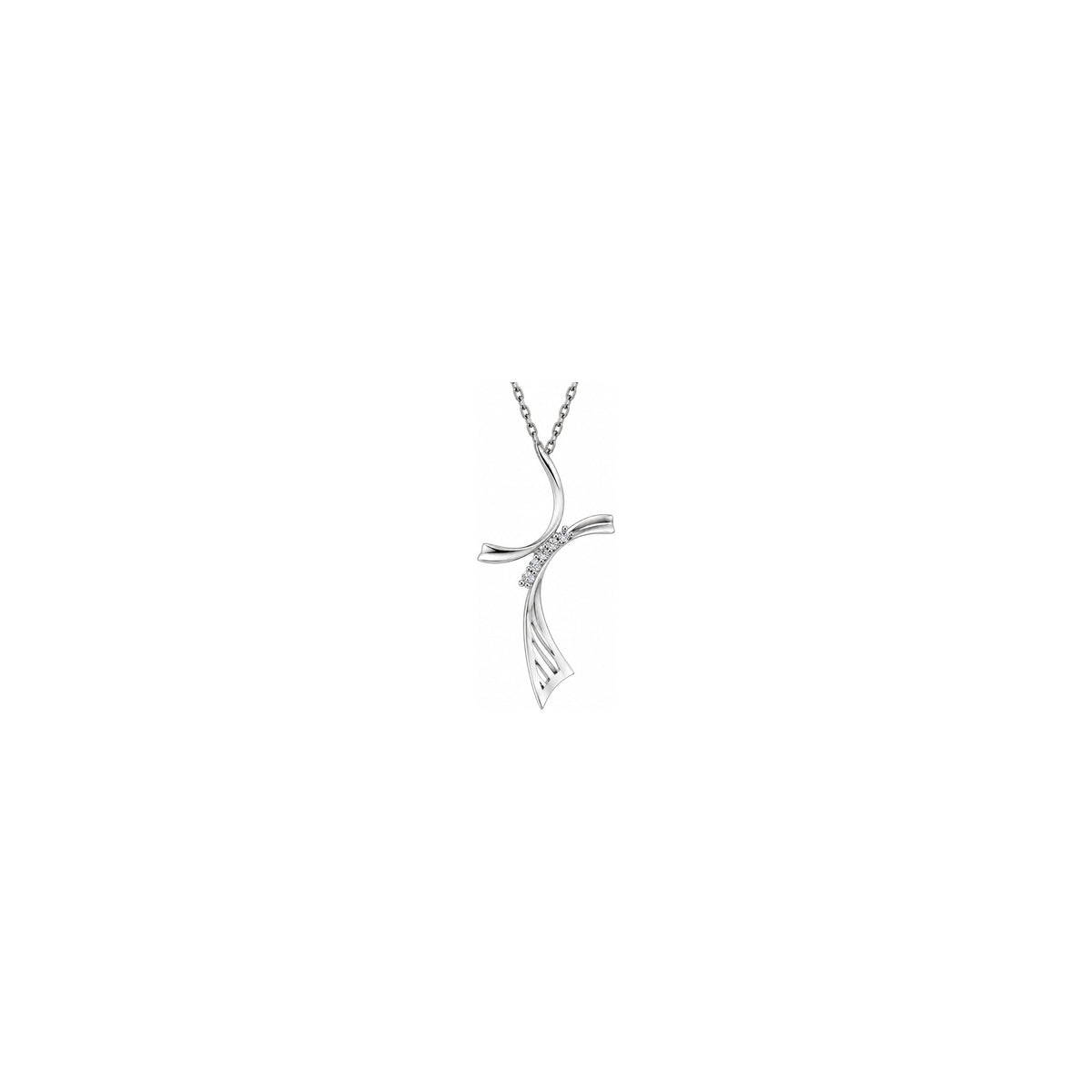 Stylized Women's Cross with Natural Diamonds, 18kt White Gold AuriA