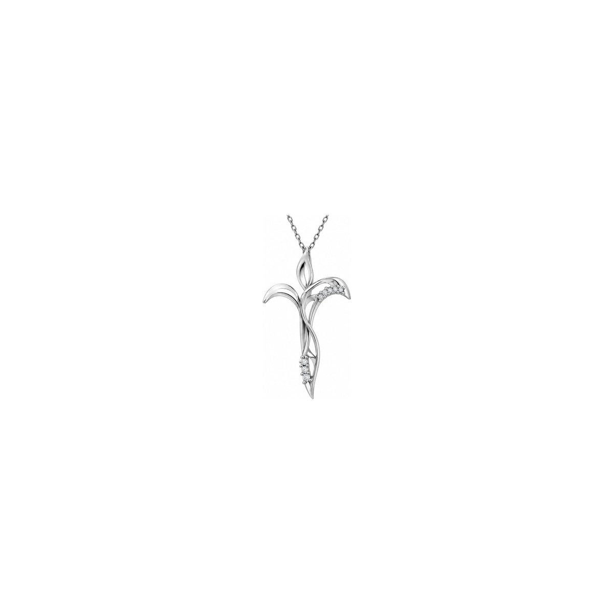 Stylized Women's Cross with Natural Diamonds, 18kt White Gold AuriA