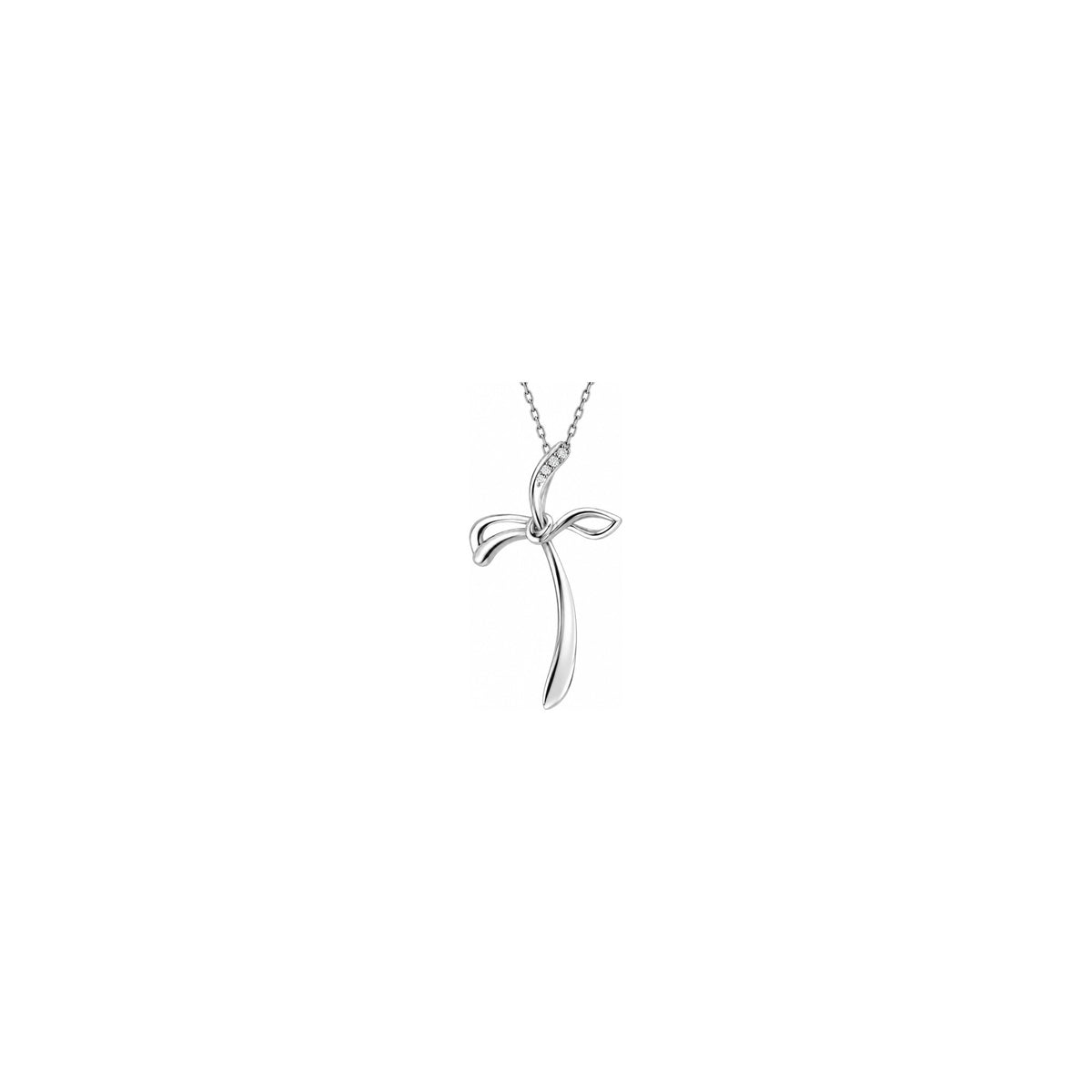 Cruz Mujer Estilizada con Diamantes Naturales Oro Blanco 18kt AuriA
