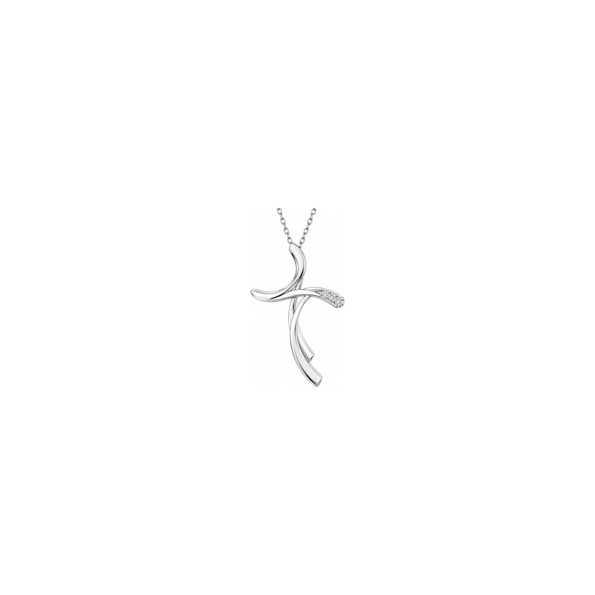 Stylized Women's Cross with Natural Diamonds, 18kt White Gold AuriA