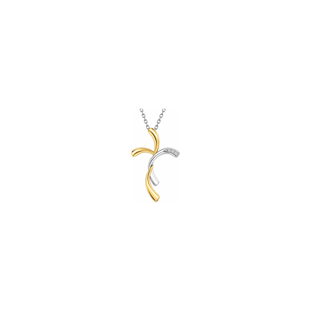 Cruz Mujer Estilizada con Diamantes Naturales Oro Bicolor 18kt AuriA