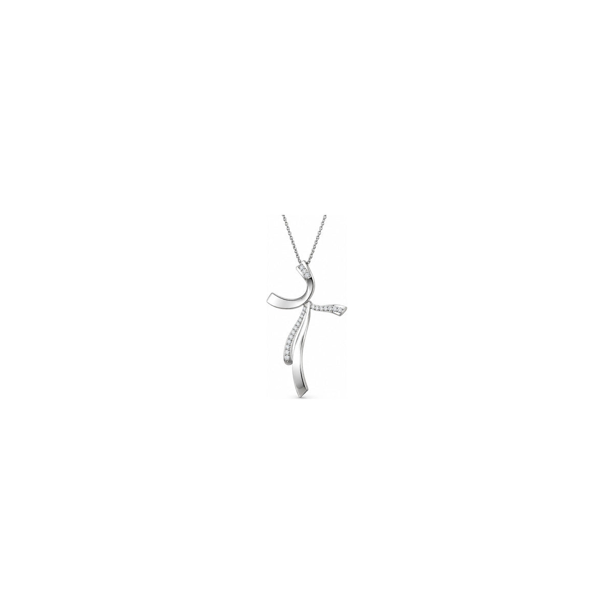 Cruz de Mujer Estilizada con Diamantes Naturales Oro Blanco 18kt AuriA