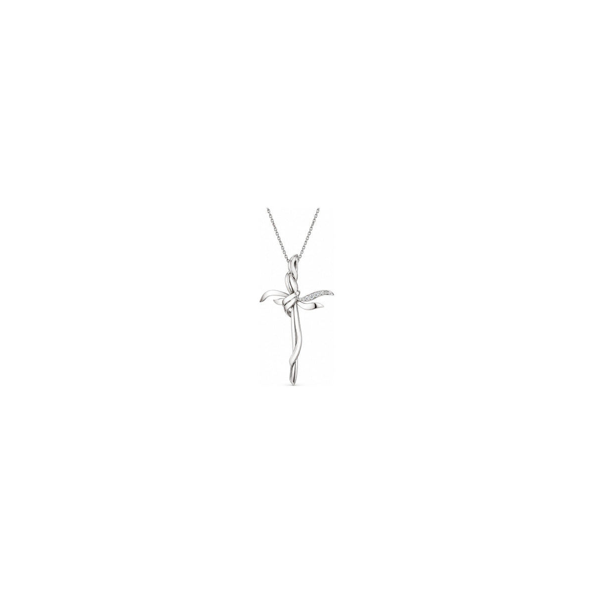 Stylized Women's Cross with Natural Diamonds, 18kt White Gold AuriA