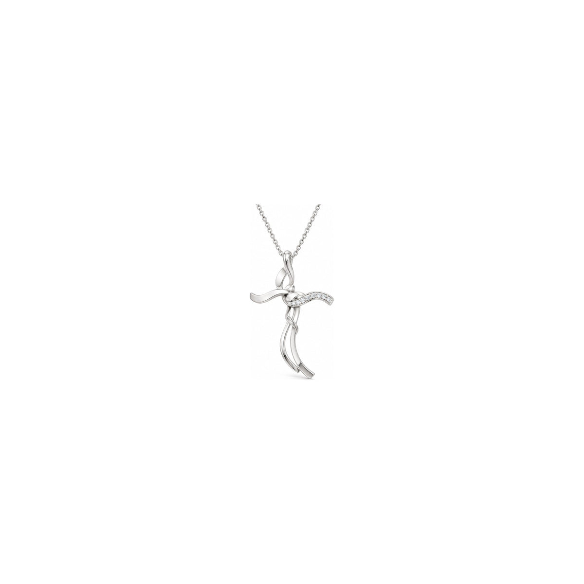 Stylized Women's Cross with Natural Diamonds, 18kt White Gold AuriA