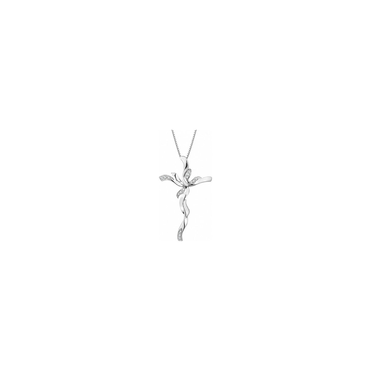 Cruz Mujer Estilizada con Diamantes Naturales Oro Blanco 18kt AuriA