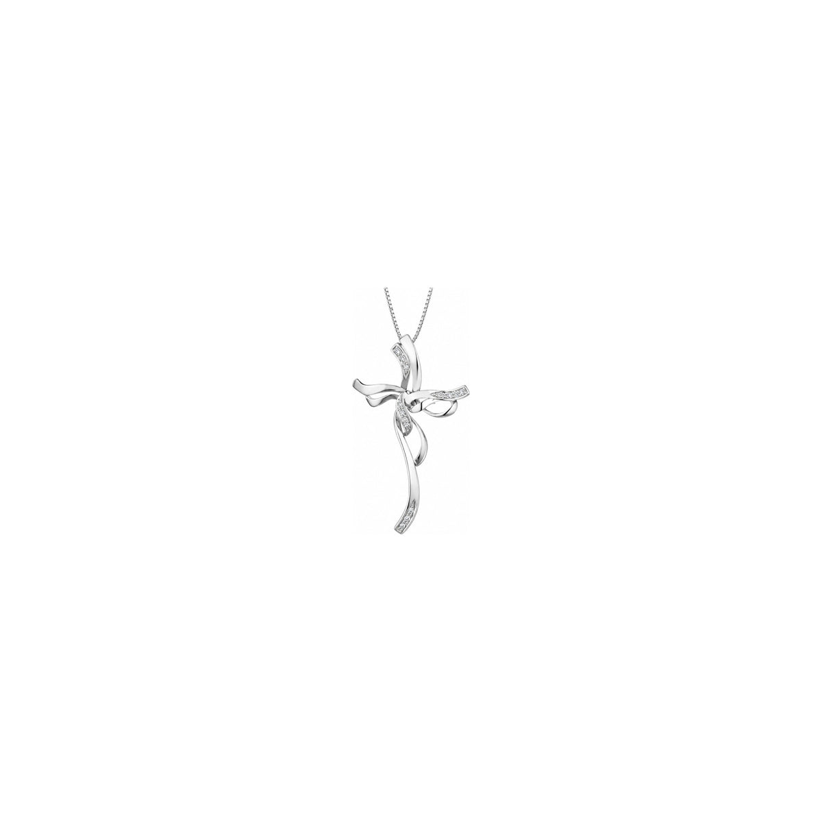 Cruz de Mujer Estilizada con Diamantes Naturales en Oro Blanco de 18kt AuriA