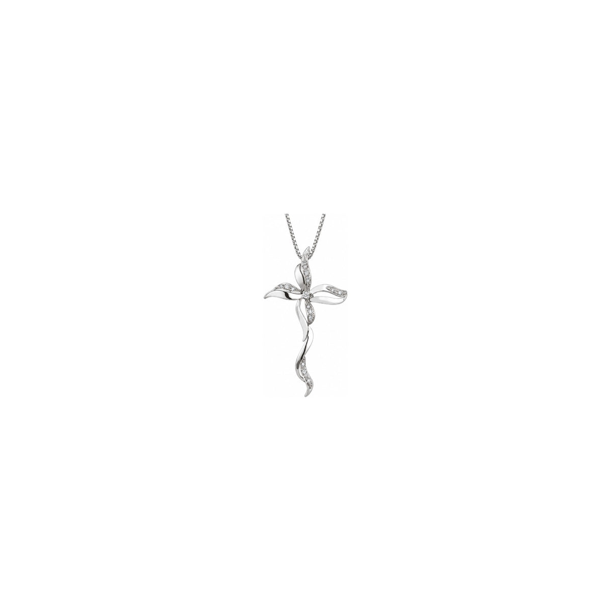 Cruz Mujer Estilizada con Diamantes Naturales Oro Blanco 18kt AuriA