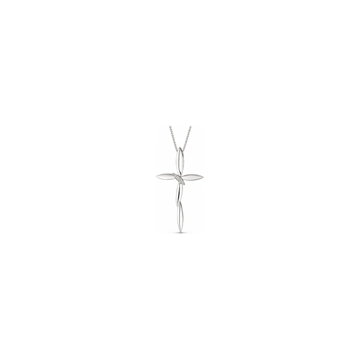 Cruz de Mujer Estilizada con Diamantes Naturales Oro Blanco 18kt AuriA